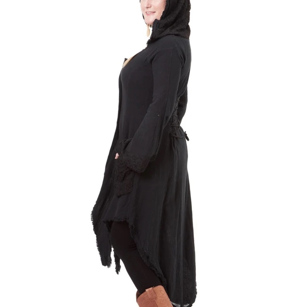 Boho Gothic Pixie Hooded Cardigan Coat